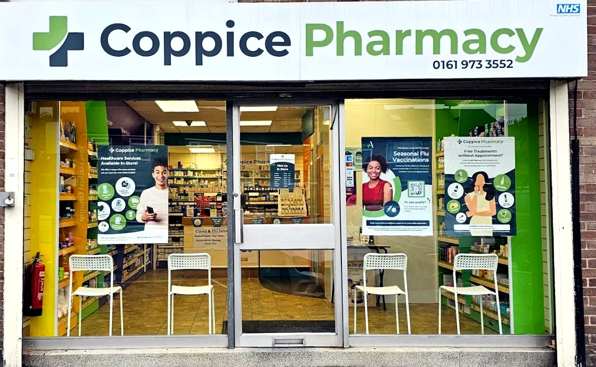 Coppice Pharmacy storefront on Coppice Avenue, Sale